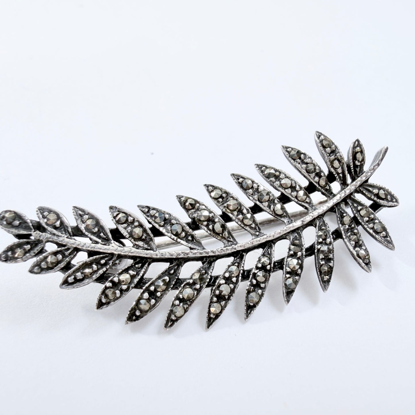 Two Vintage Silver Brooches. A Flower and a Leaf. 1950-60s