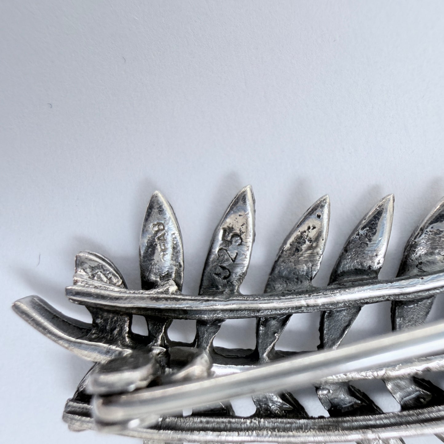 Two Vintage Silver Brooches. A Flower and a Leaf. 1950-60s