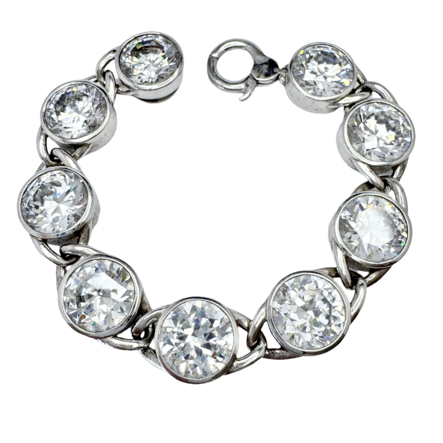 Ti Sento. Chunky 87gram Sterling Silver CZ Bracelet.