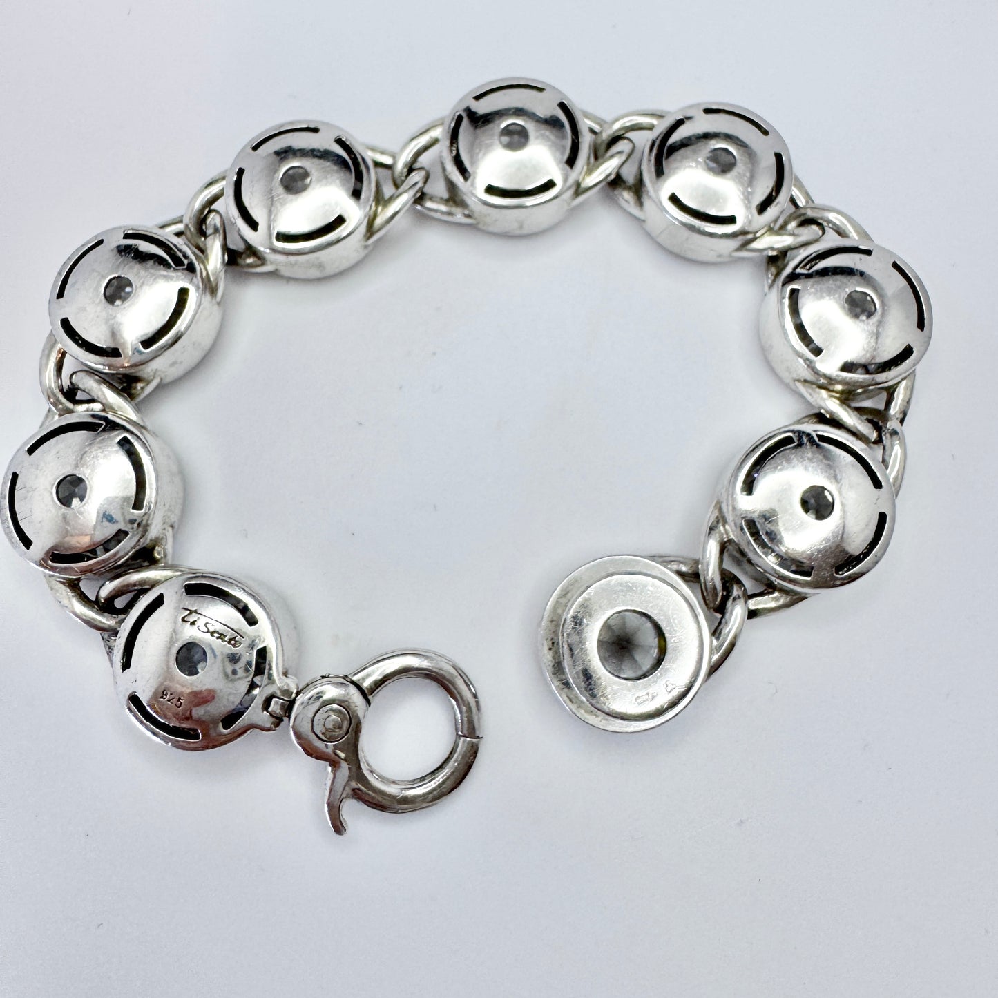 Ti Sento. Chunky 87gram Sterling Silver CZ Bracelet.