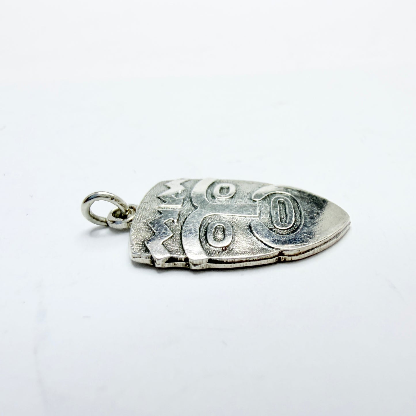 Norway. Vintage Sterling SIlver Thor Heyerdahl's Kon-Tiki Tribal Mask Pendant.