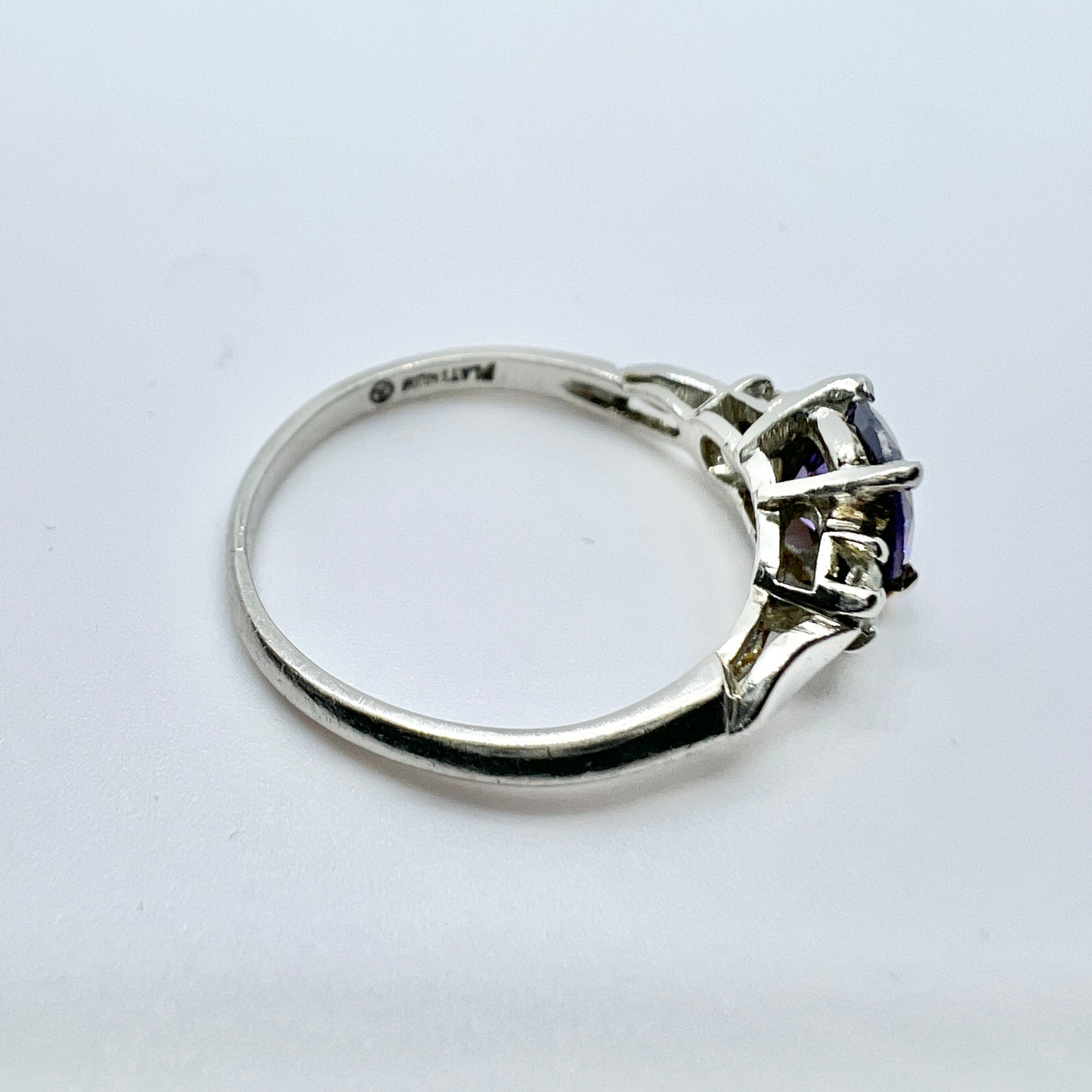 Vintage Platinum Diamond Amethyst Ring.