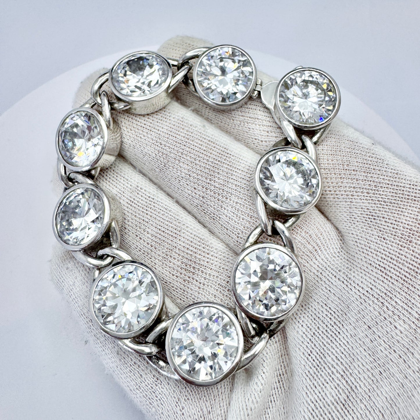 Ti Sento. Chunky 87gram Sterling Silver CZ Bracelet.