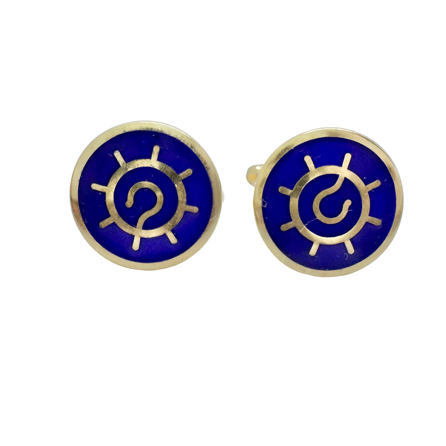 Helkelä Oy, Finland year 2000. Fishing Boat Captain Sterling Enamel Cufflinks.