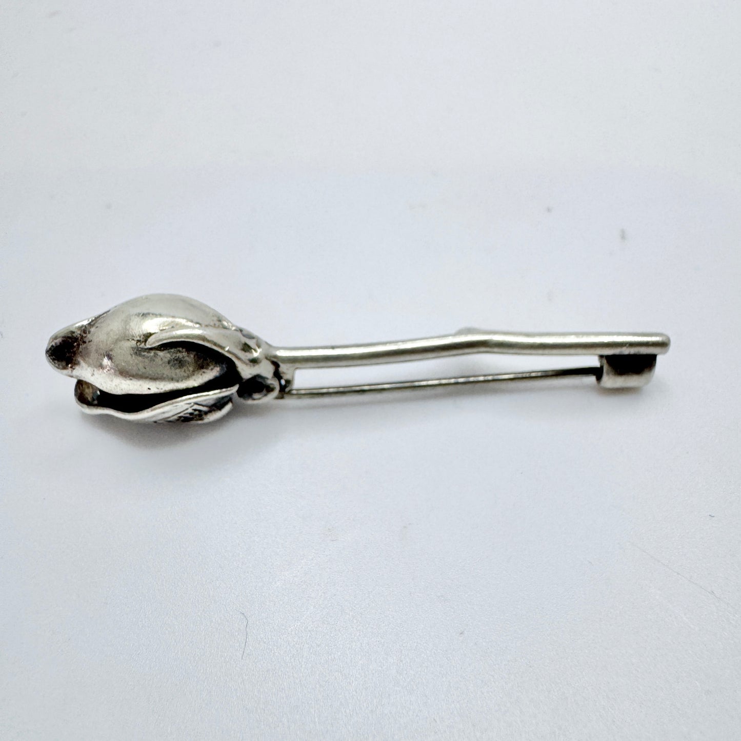 RPI, Finland. Vintage Sterling Silver Rose Bud? Brooch.