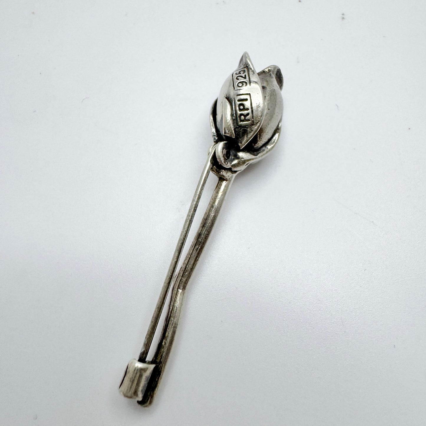 RPI, Finland. Vintage Sterling Silver Rose Bud? Brooch.