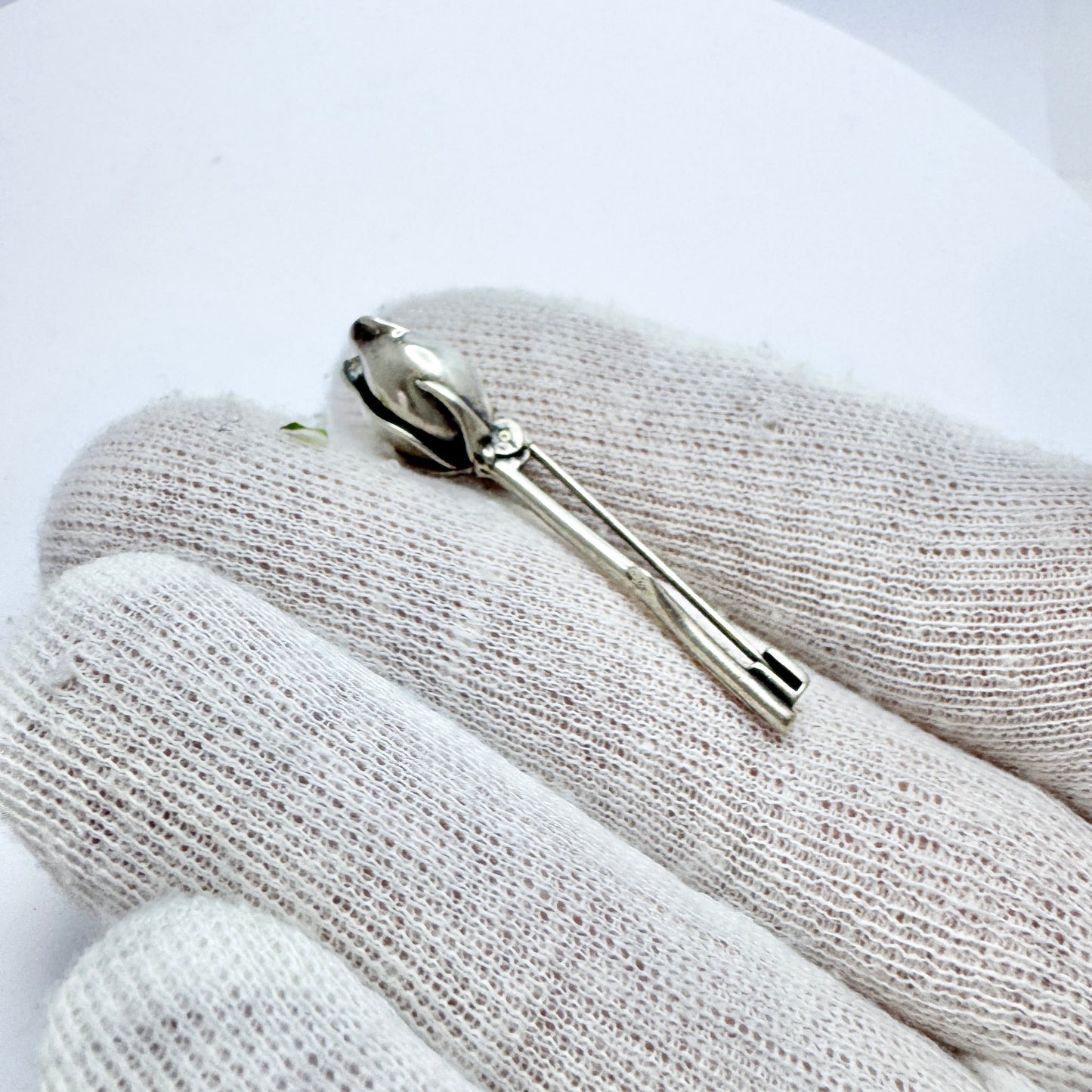 RPI, Finland. Vintage Sterling Silver Rose Bud? Brooch.