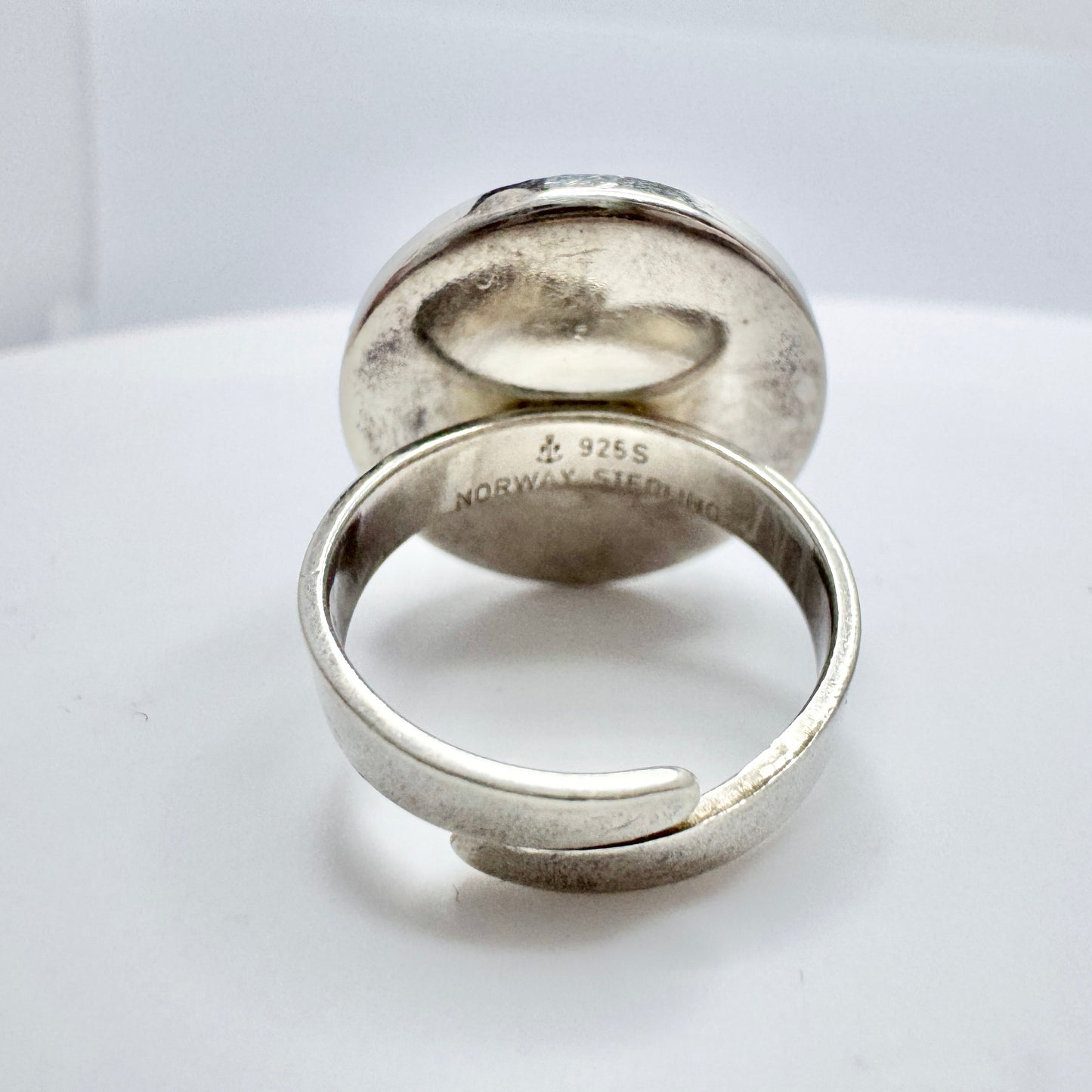 Anne Marie Ødegård for Porsgrund Norway 1970s Sterling Porcelain Ring