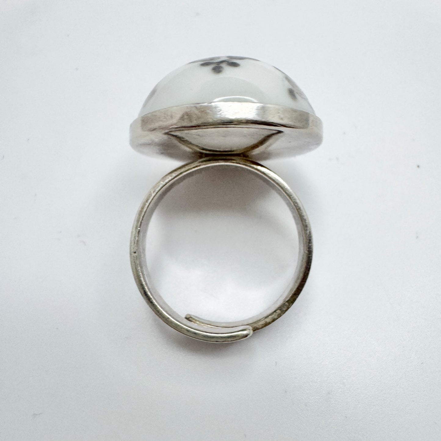 Anne Marie Ødegård for Porsgrund Norway 1970s Sterling Porcelain Ring