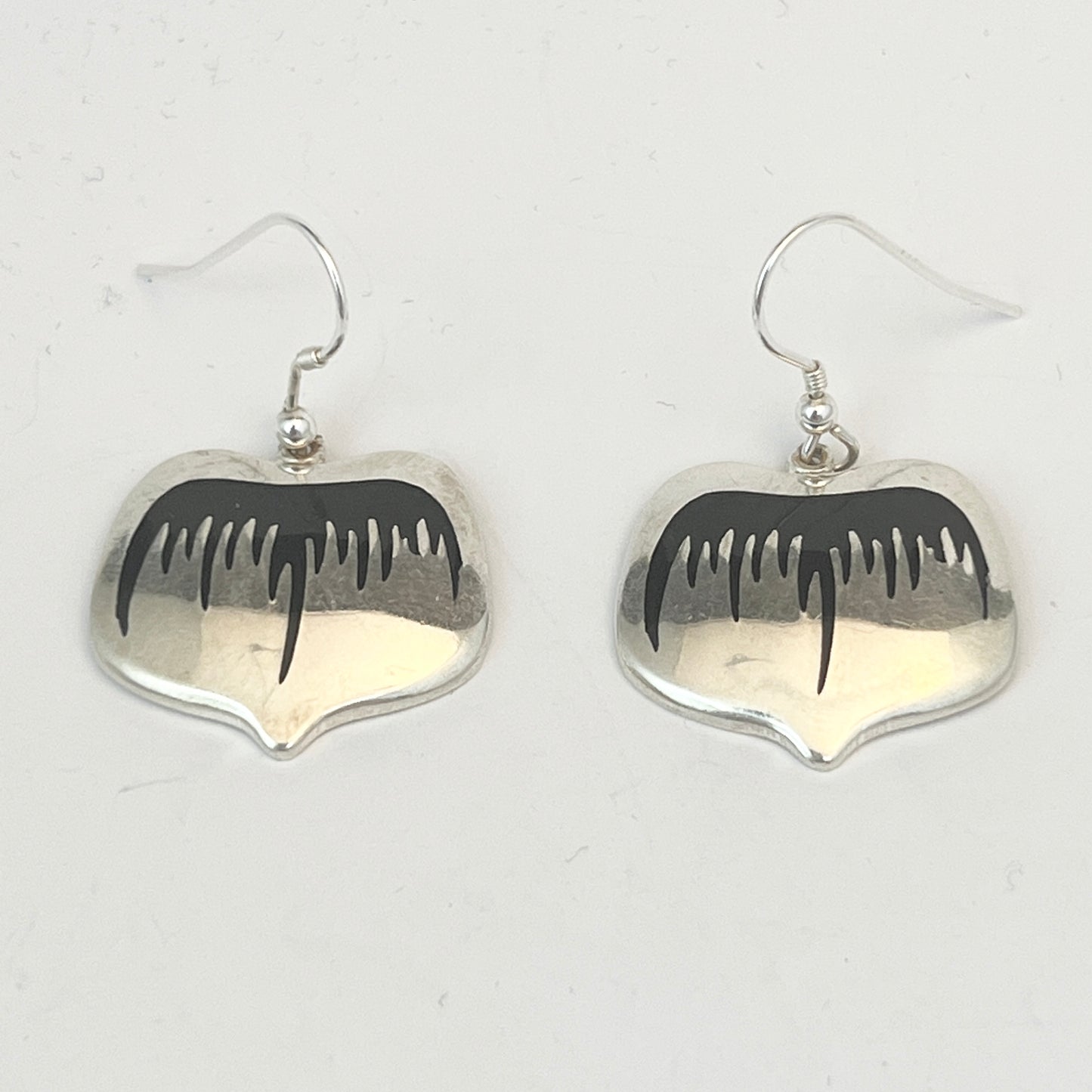 MEKA, Denmark. Vintage 1970-80s. Sterling Silver Black Enamel Earrings.