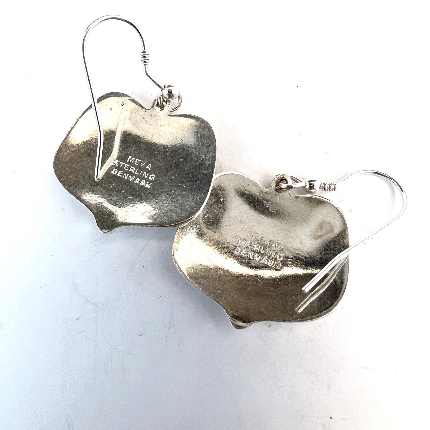 MEKA, Denmark. Vintage 1970-80s. Sterling Silver Black Enamel Earrings.