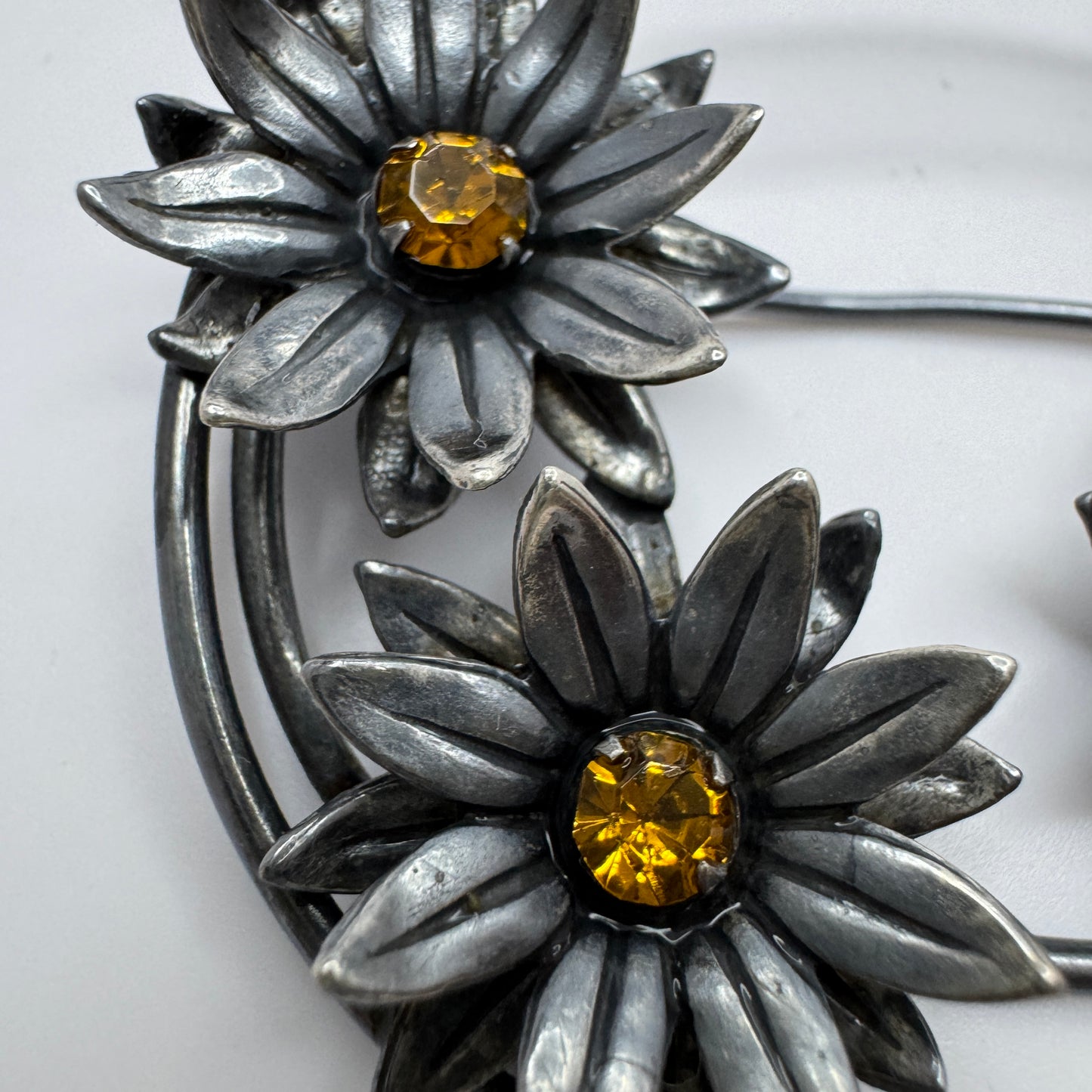 Vintage Sterling Silver Paste Stone Large Brooch. Prob. USA