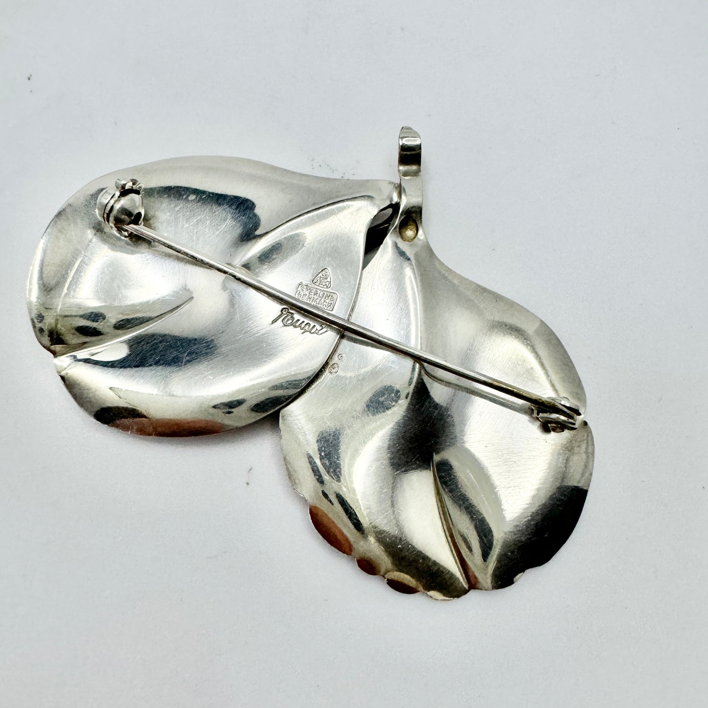 Gertrud Engel for A Michelsen, Denmark c 1950. Vintage Sterling SIlver Brooch. Signed.