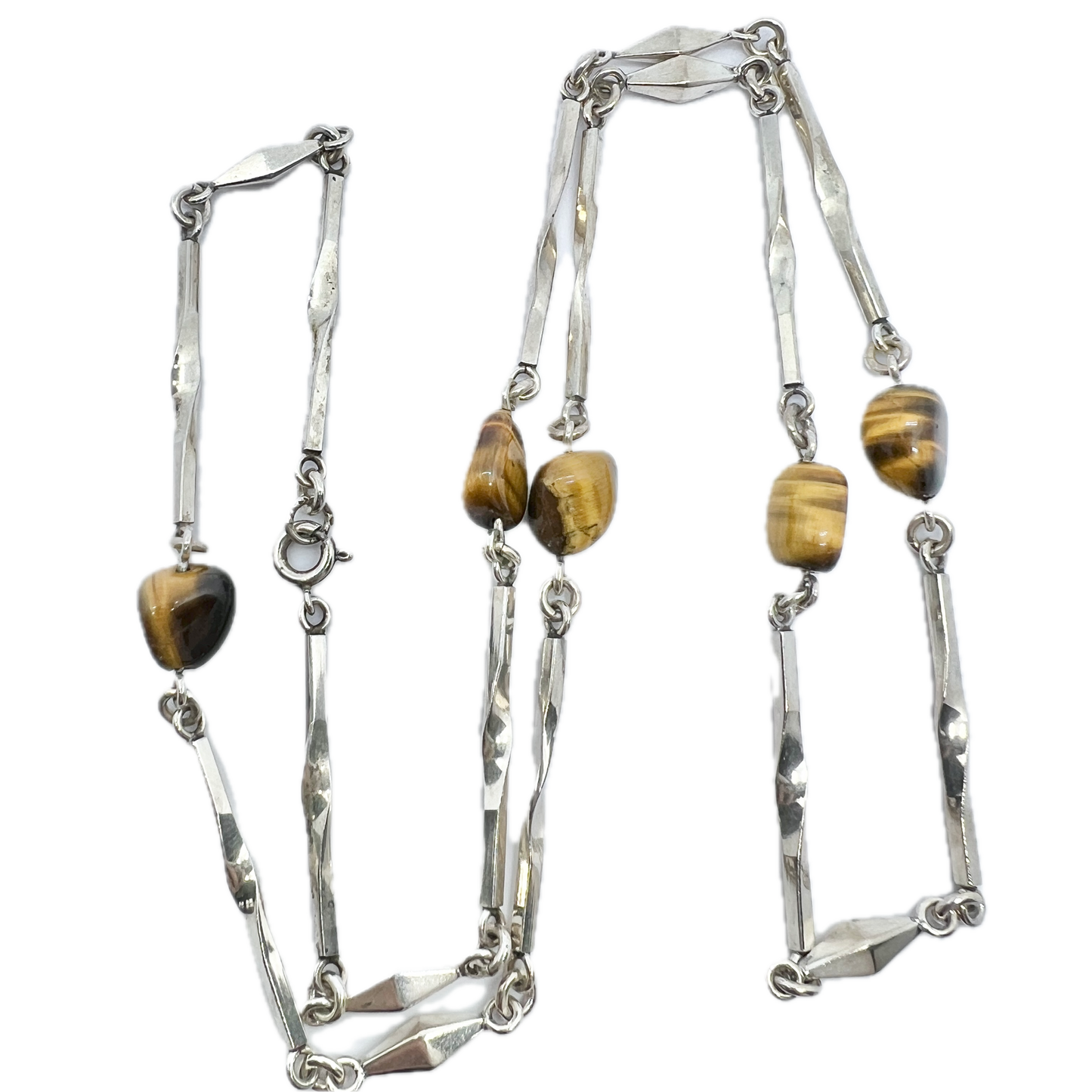 Arvo Saarela, Sweden 1962. Vintage Sterling Silver Tiger's Eye Necklace.