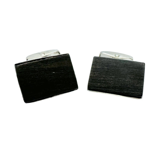 Erik Granit, Finland 1961. Vintage Solid Silver Ebony Cufflinks.