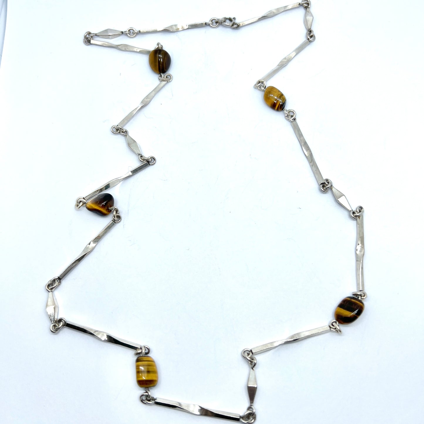 Arvo Saarela, Sweden 1962. Vintage Sterling Silver Tiger's Eye Necklace.