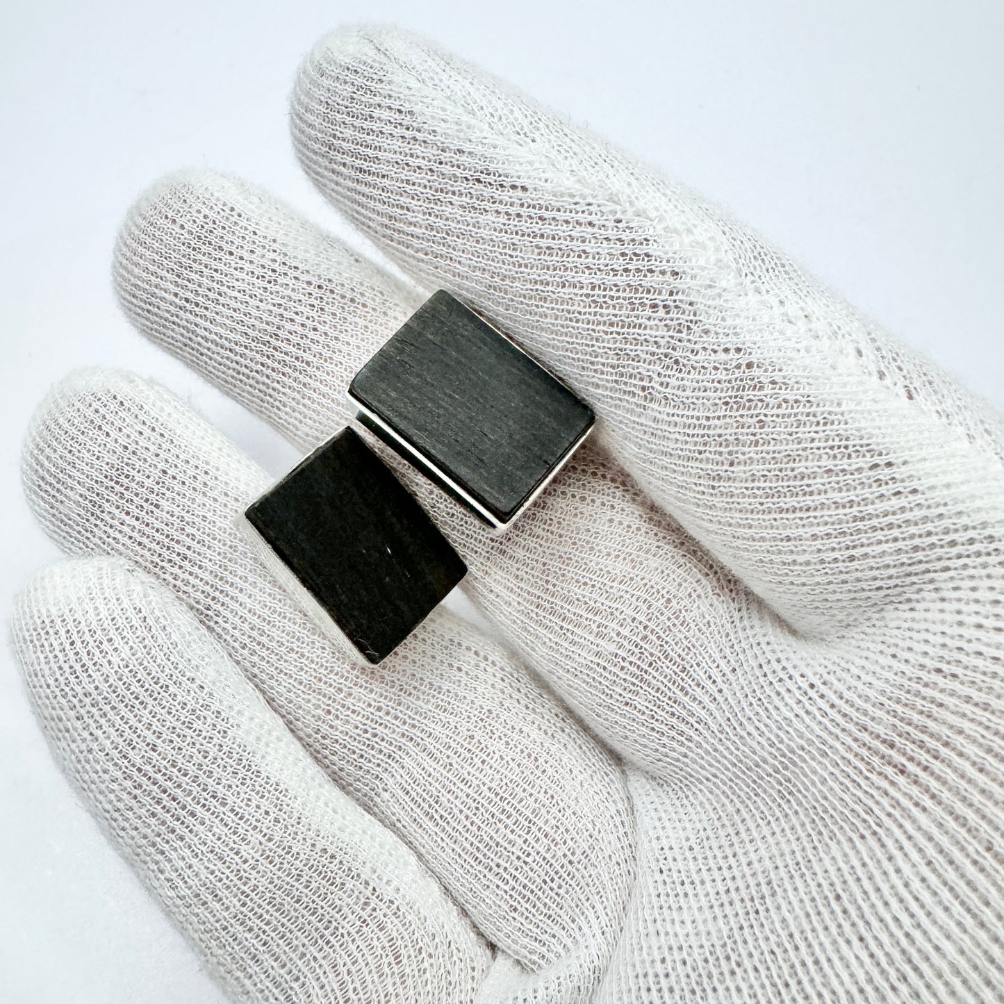 Erik Granit, Finland 1961. Vintage Solid Silver Ebony Cufflinks.