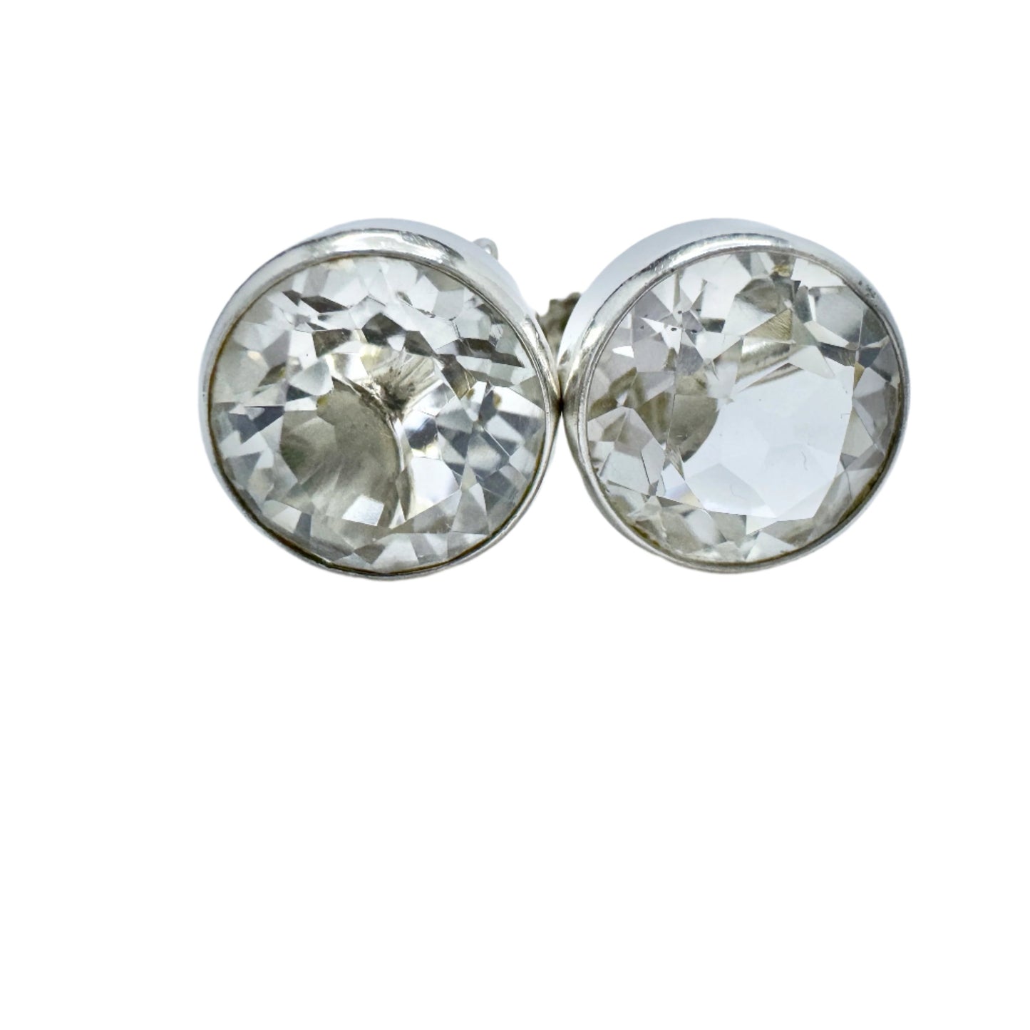 Denmark c 1950. Vintage Sterling Silver Rock Crystal Earrings.