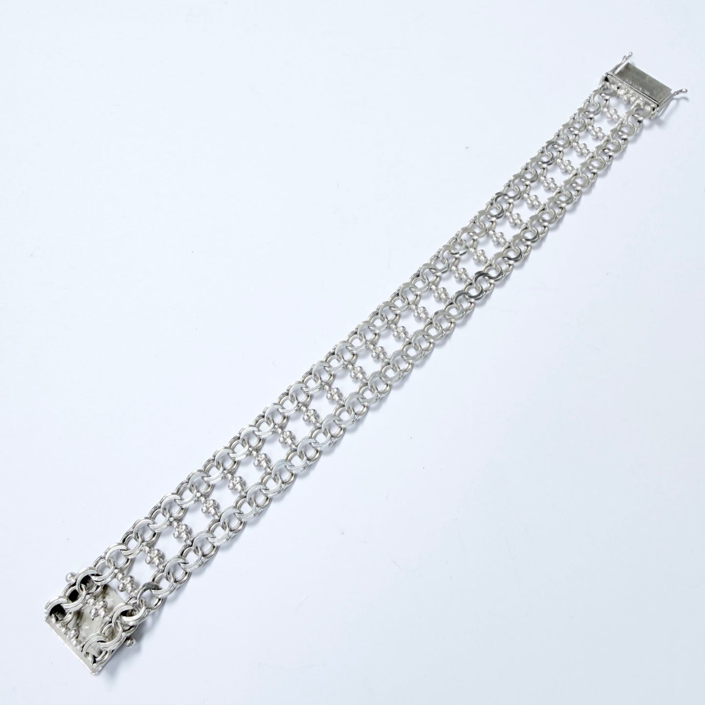Göte Engström, Sweden 1974. Vintage Solid Silver Double Bismarck Bracelet
