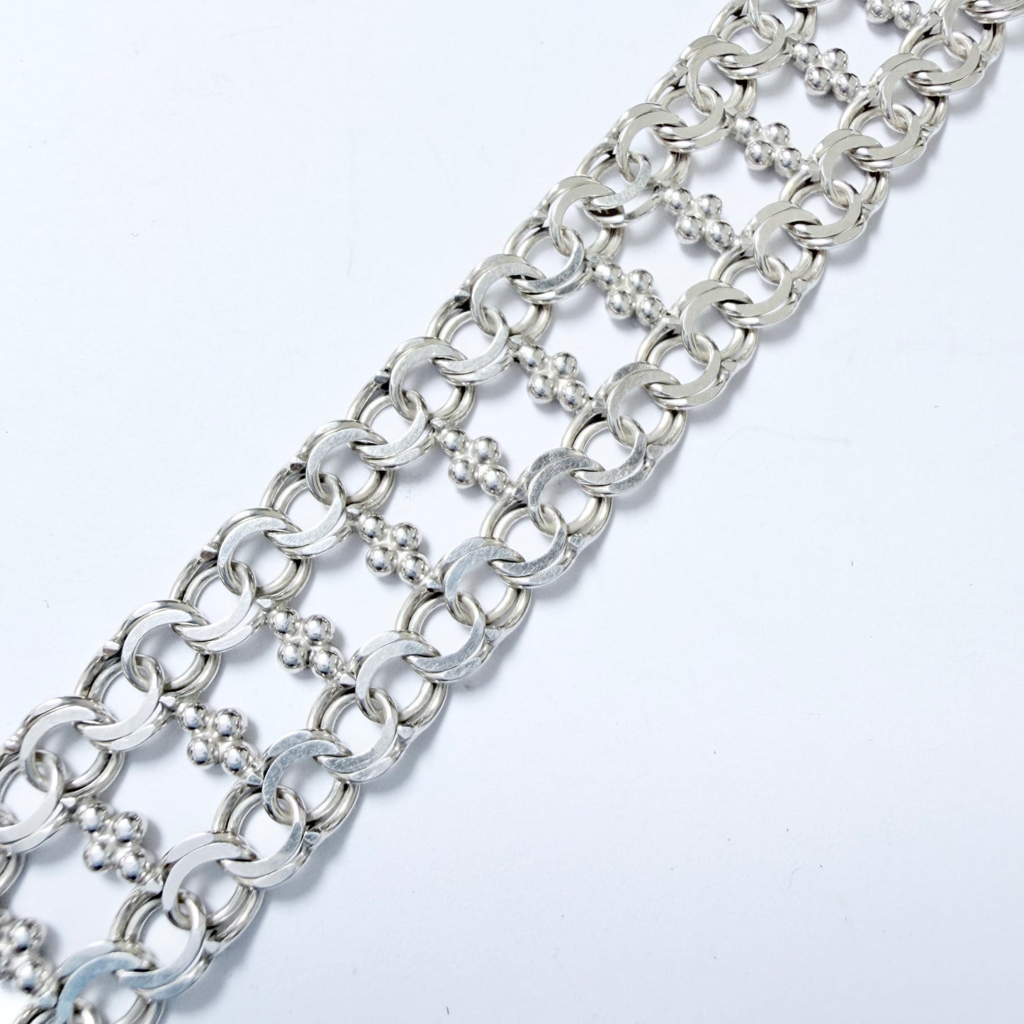 Göte Engström, Sweden 1974. Vintage Solid Silver Double Bismarck Bracelet