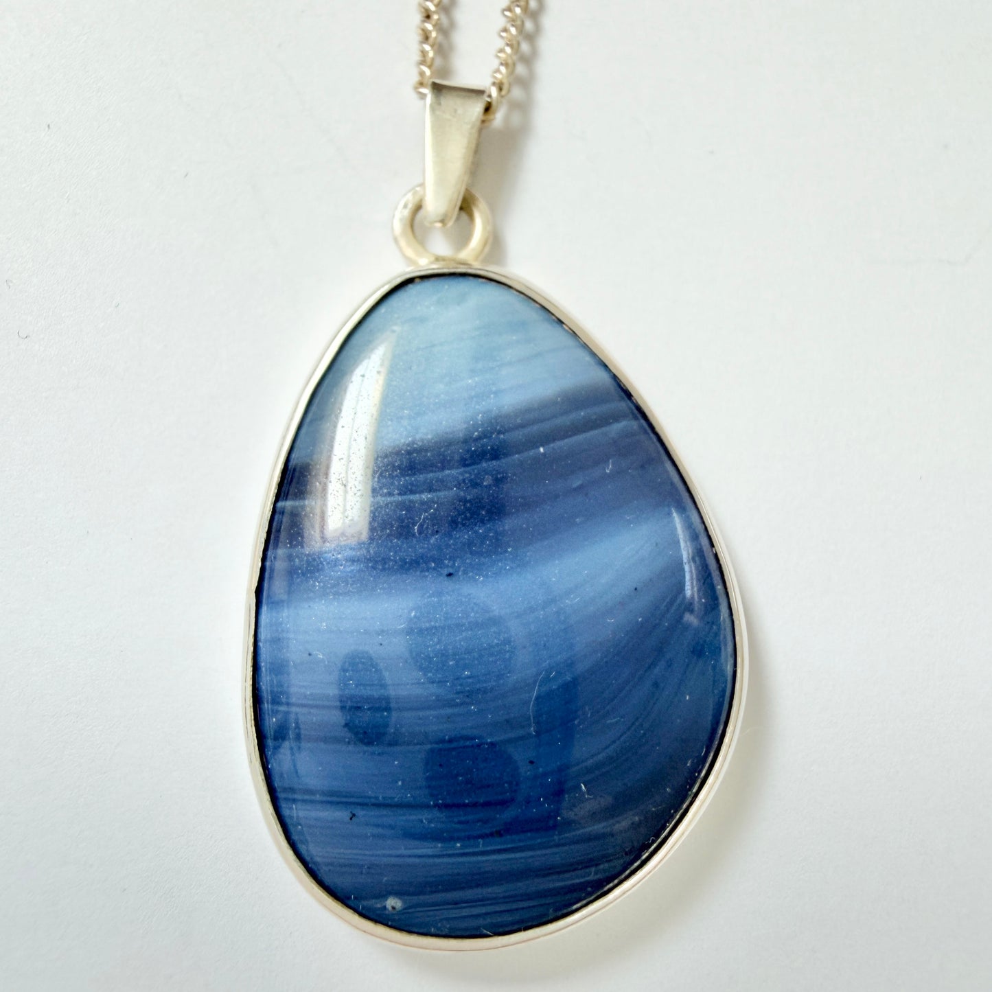 O Nordström, Sweden ca 1970. Vintage Solid Silver Bergslagen-stone Pendant Necklace.