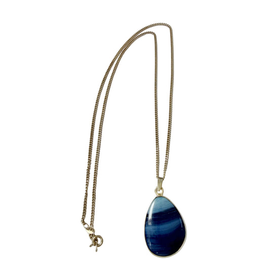 O Nordström, Sweden ca 1970. Vintage Solid Silver Bergslagen-stone Pendant Necklace.