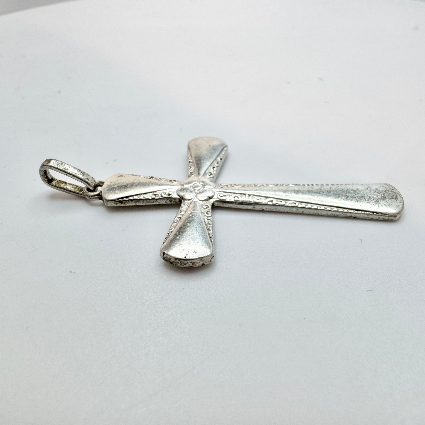 Svedboms, Sweden 1946. Vintage Solid Silver Cross Pendant.