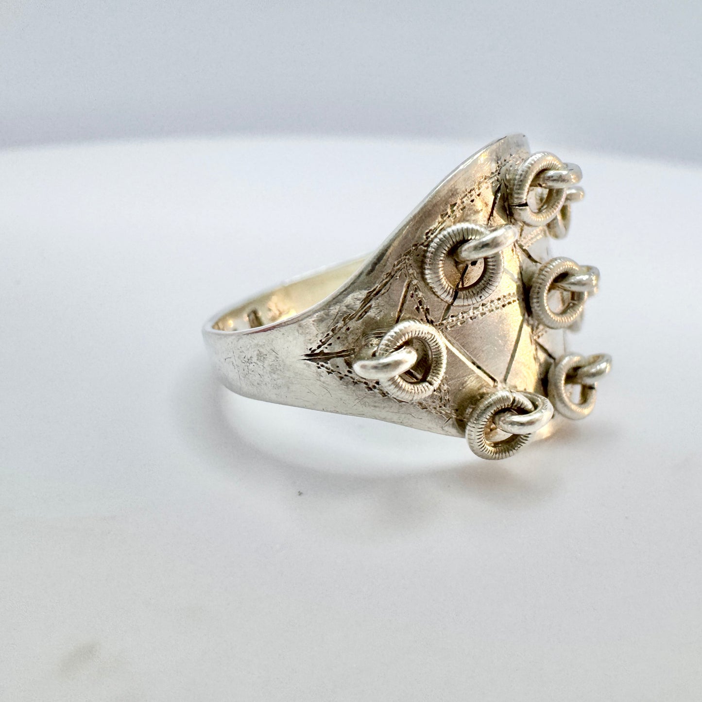 Sweden year 1937. Vintage Solid Silver Traditional Sami / Laplander Wedding Ring.