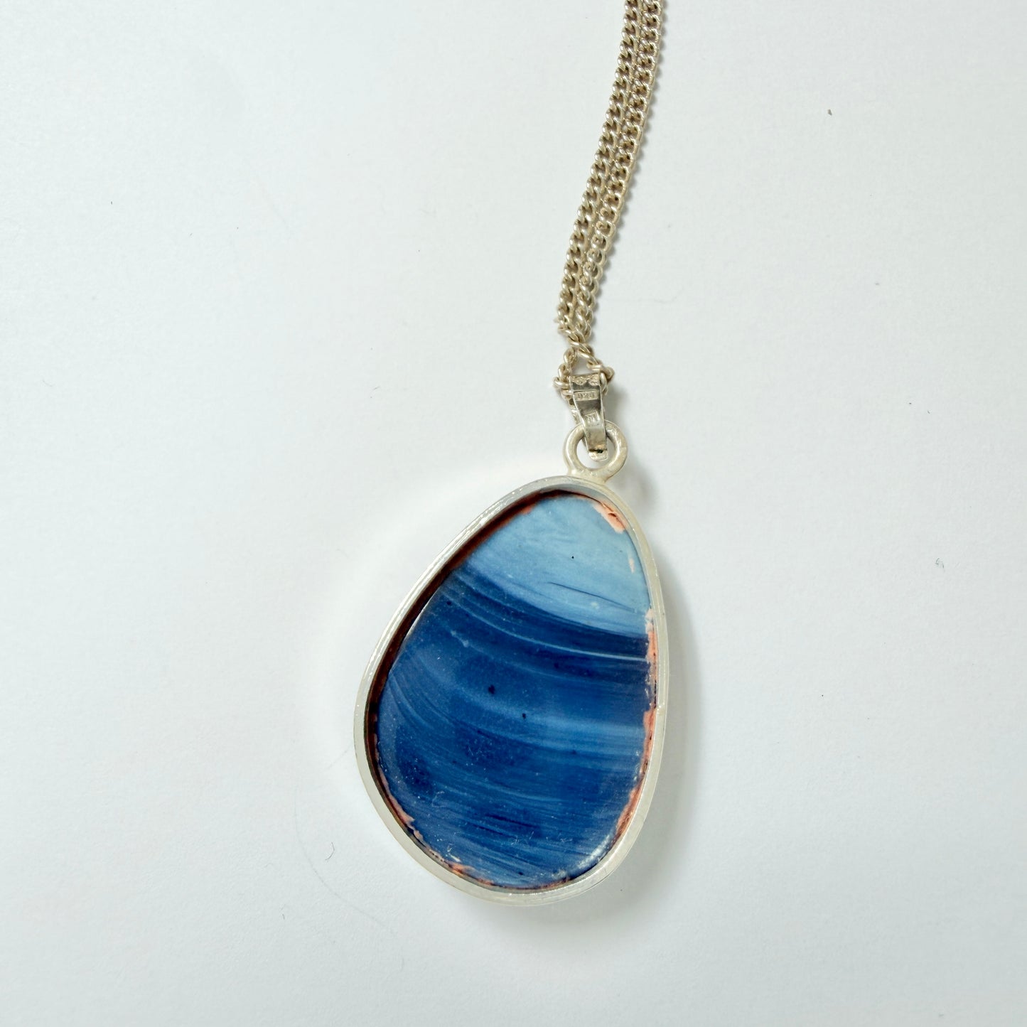 O Nordström, Sweden ca 1970. Vintage Solid Silver Bergslagen-stone Pendant Necklace.