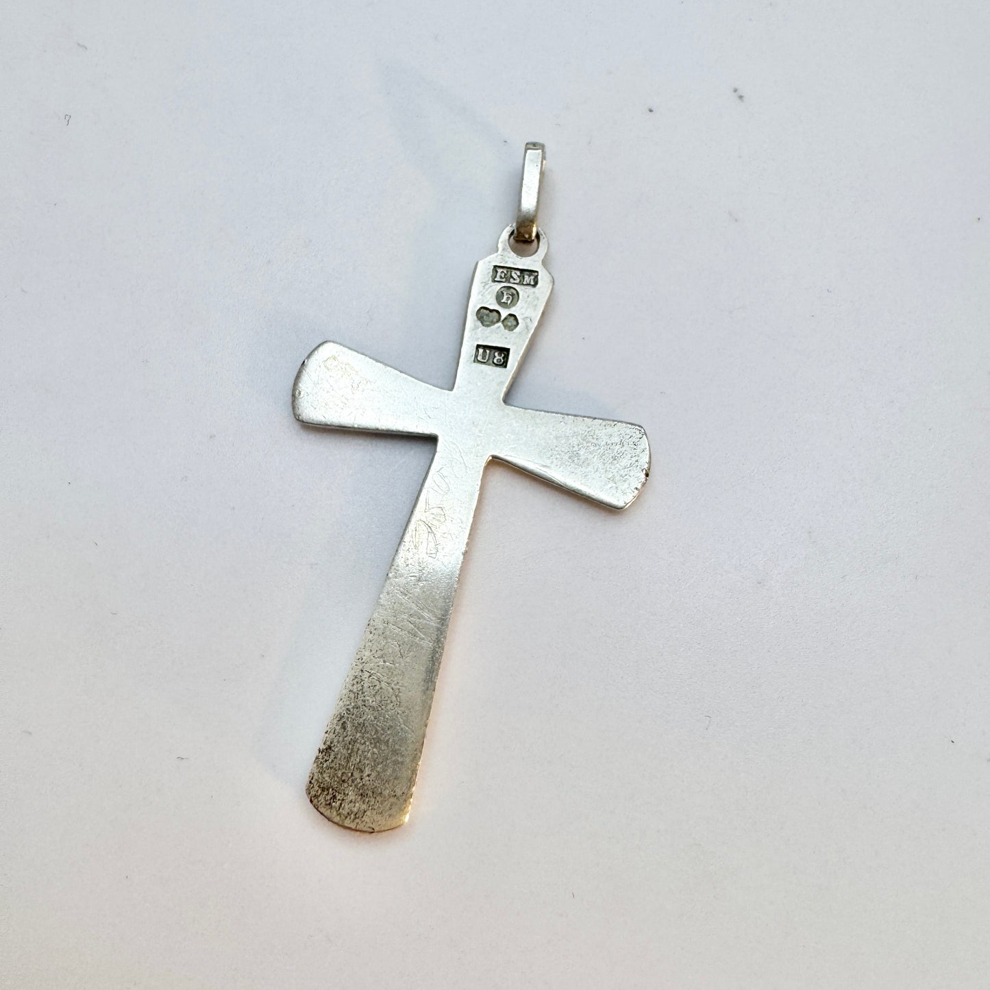 Svedboms, Sweden 1946. Vintage Solid Silver Cross Pendant.