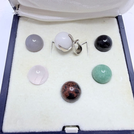 Vintage 835 Silver Pendant with 6 Interchangeable Stones.