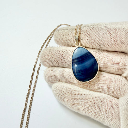 O Nordström, Sweden ca 1970. Vintage Solid Silver Bergslagen-stone Pendant Necklace.