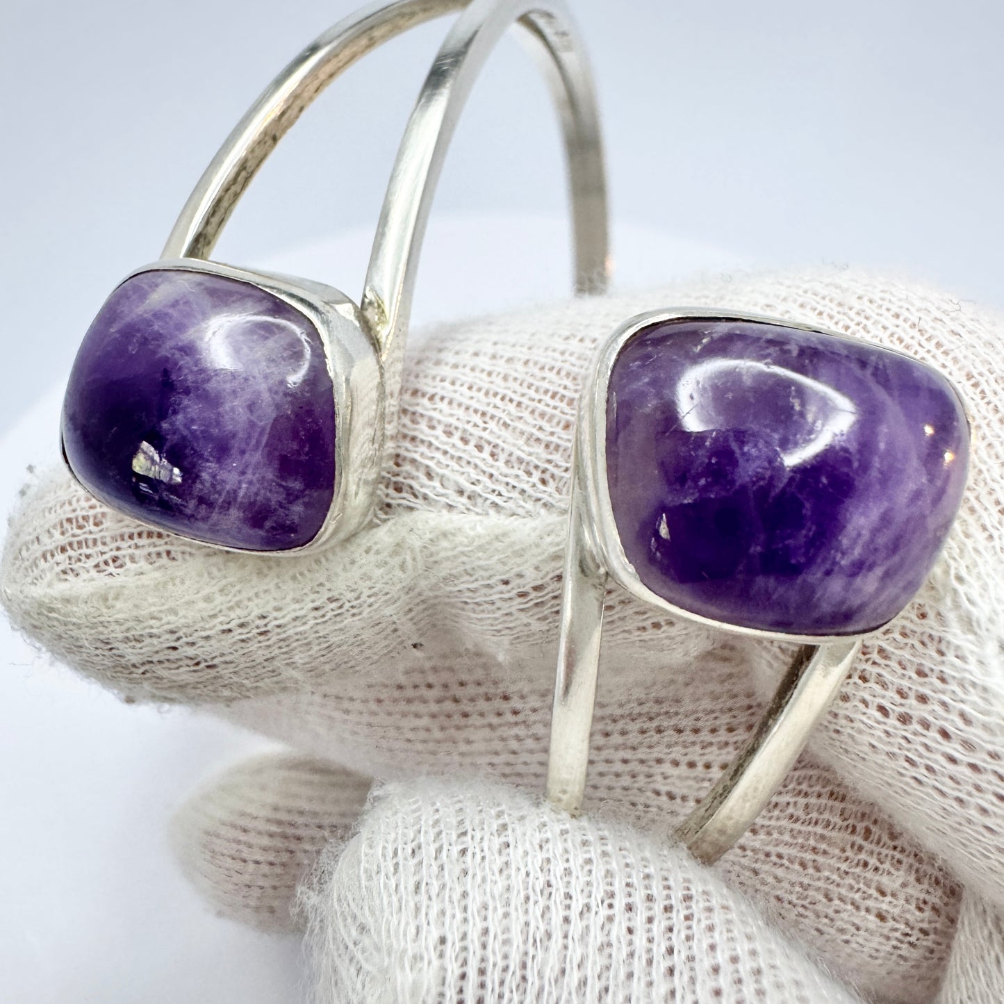 Victor Janson, Sweden 1968. Vintage Sterling Silver Amethyst Bangle Bracelet.