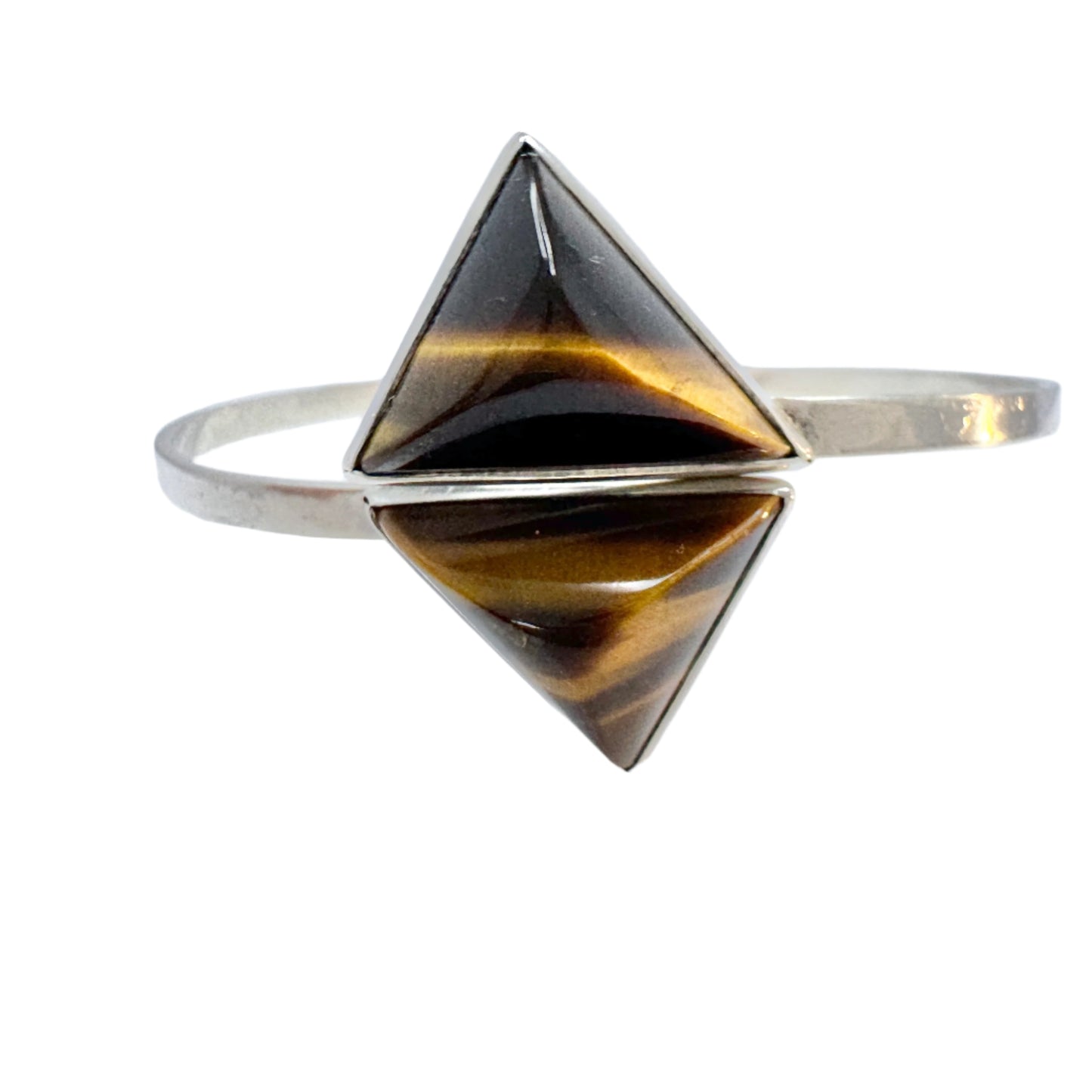 Kaplan, Sweden 1963. Vintage Sterling Silver Tiger's Eye Bangle Bracelet.
