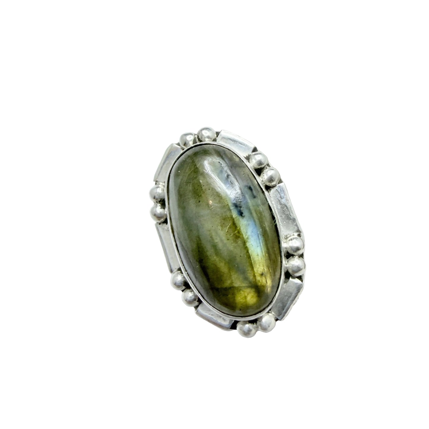 Vintage Sterling Silver Spectrolite Ring.