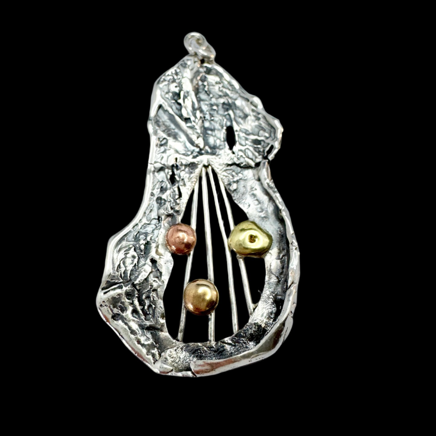 Firenze, Italy. Vintage Brutalist Sterling Silver Pendant.