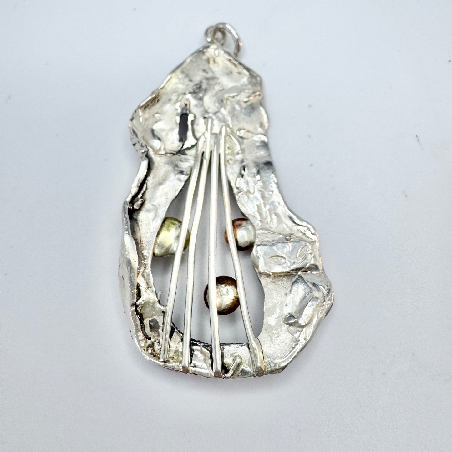Firenze, Italy. Vintage Brutalist Sterling Silver Pendant.