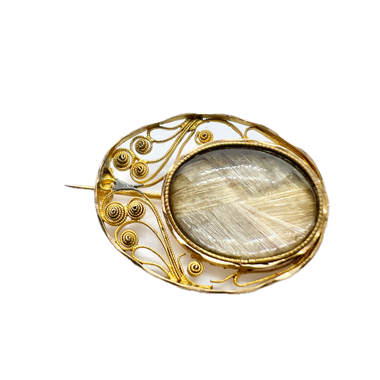 CG Hagbeck, Sweden 1804-11, Georgian 18k Gold Mourning Hair Brooch