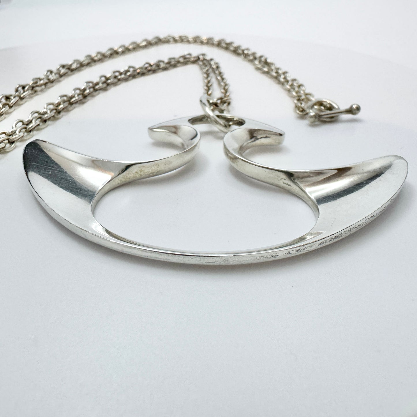 Henning Koppel for Georg Jensen, Denmark c 1970s. Large Sterling Silver Pendant Necklace.