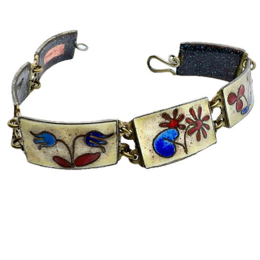 Perli Werkstatte, Germany c 1950s Vintage Enamel Bracelet.