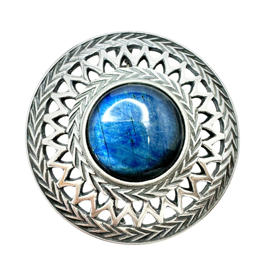 Kalevala Koru, Finland 1998. Vintage Sterling Silver Spectrolite Brooch.