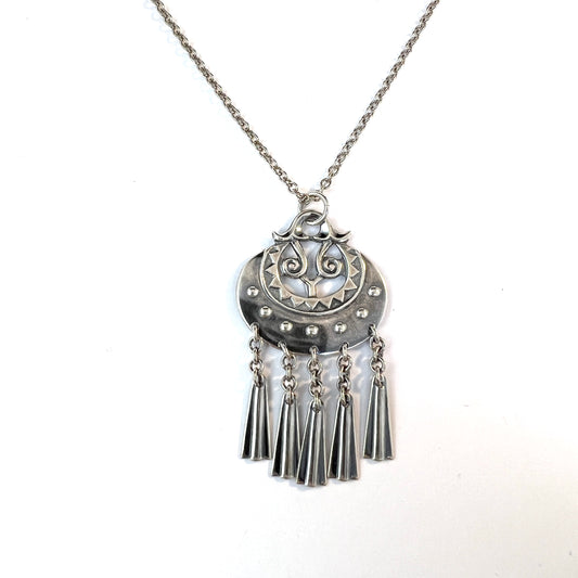 Kalevala Koru, Finland. Vintage Sterling Silver Moon Goddess Pendant Necklace.