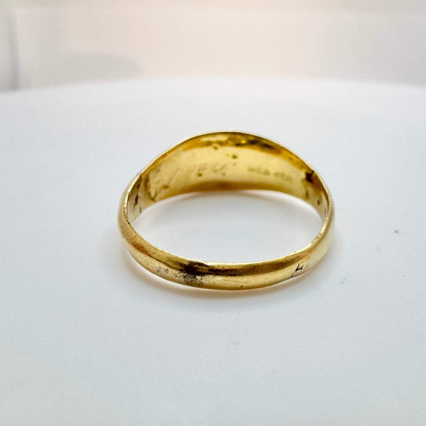 Sweden year 1881. Antique 18k Gold Enamel Memory Ring. Pls read description.