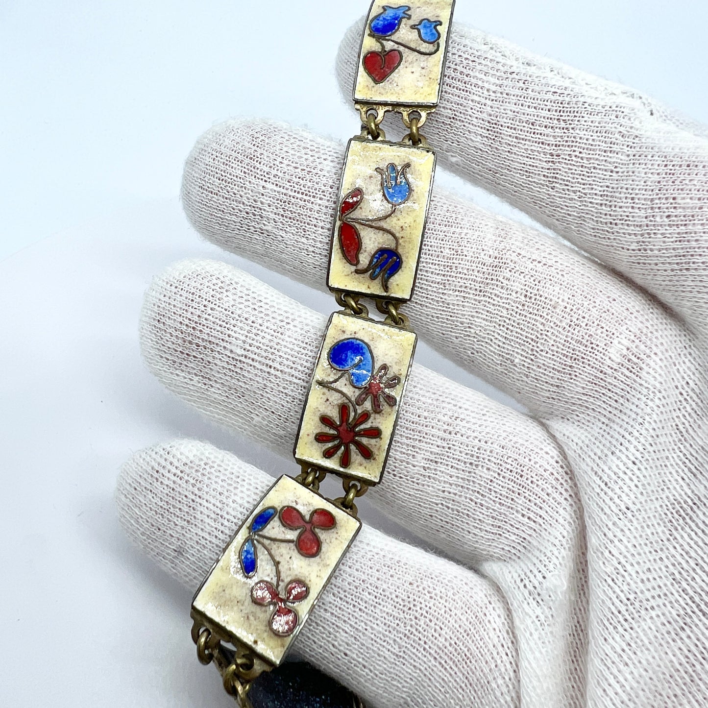 Perli Werkstatte, Germany c 1950s Vintage Enamel Bracelet.