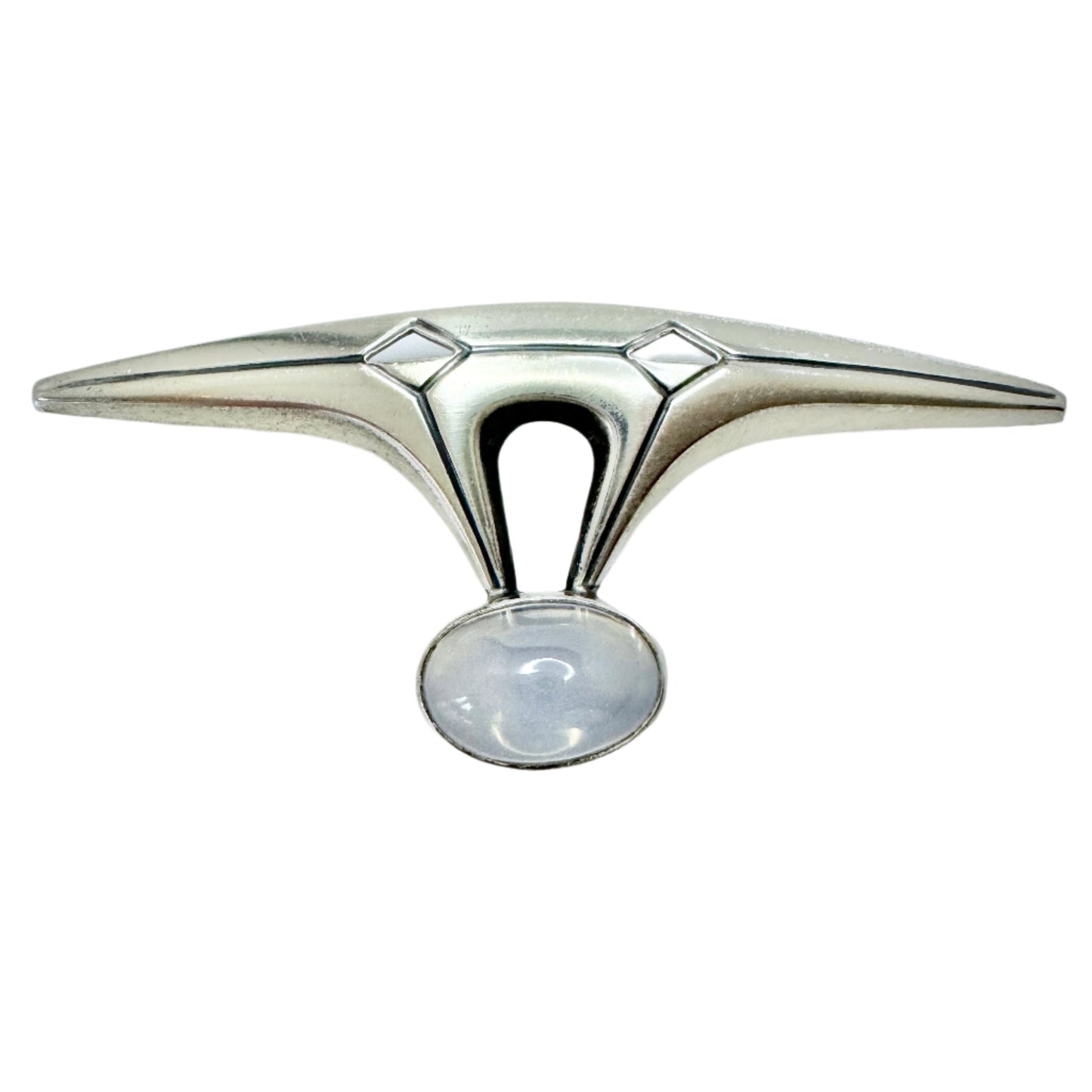 Elis Kauppi, Kupittaan Kulta Finland 1959. Vintage Solid Silver Moonstone Brooch.