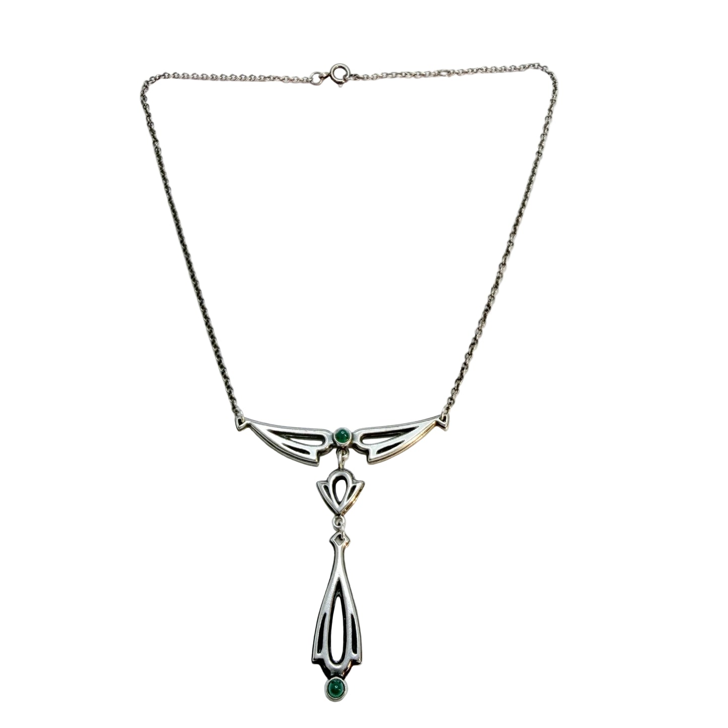 Kalevala Koru, Finland. Sterling Silver Chrysoprase Pendant Necklace.