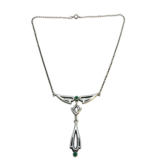 Kalevala Koru, Finland. Sterling Silver Chrysoprase Pendant Necklace.