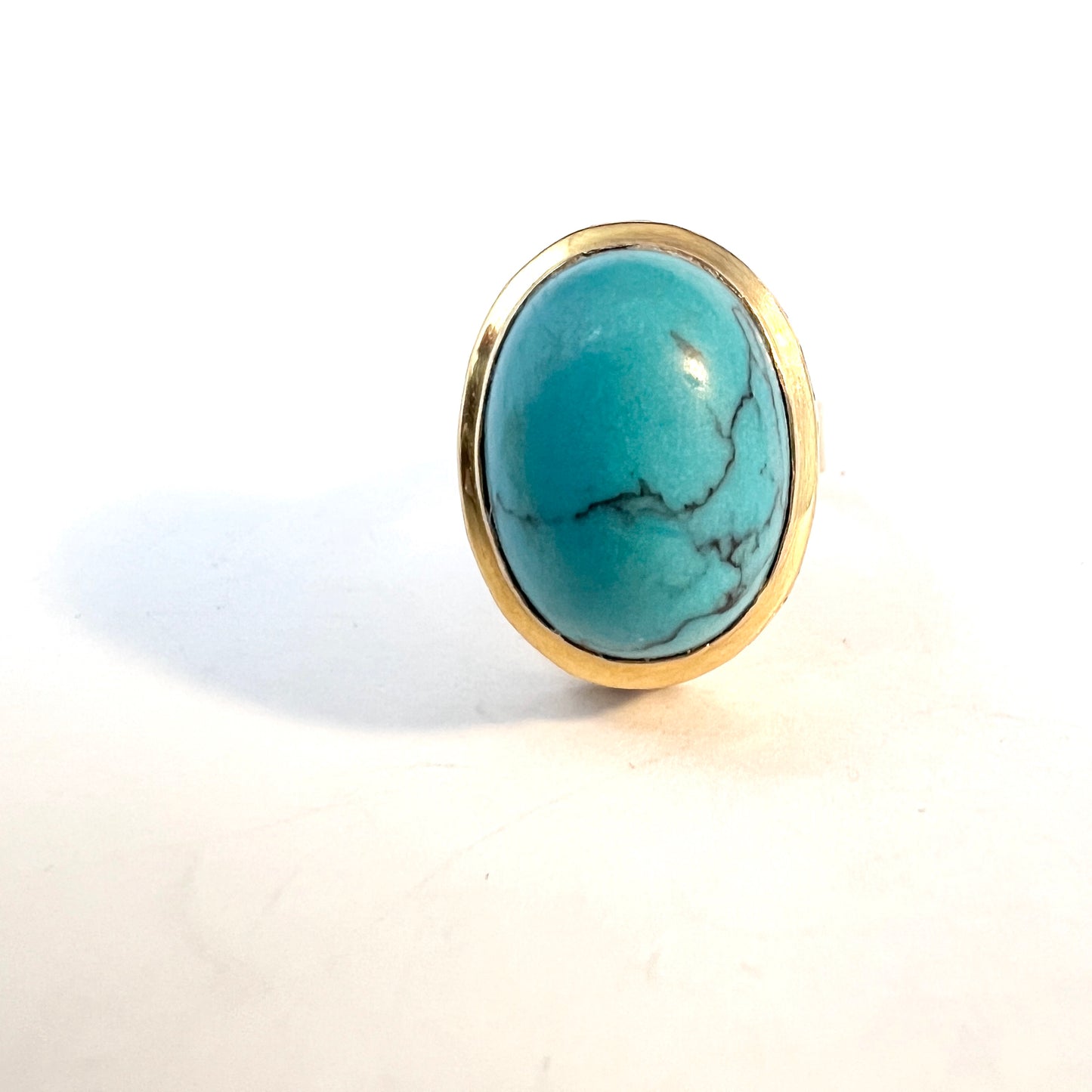 Örneus, Stockholm 1969. Vintage 18k Gold Turquoise Ring.