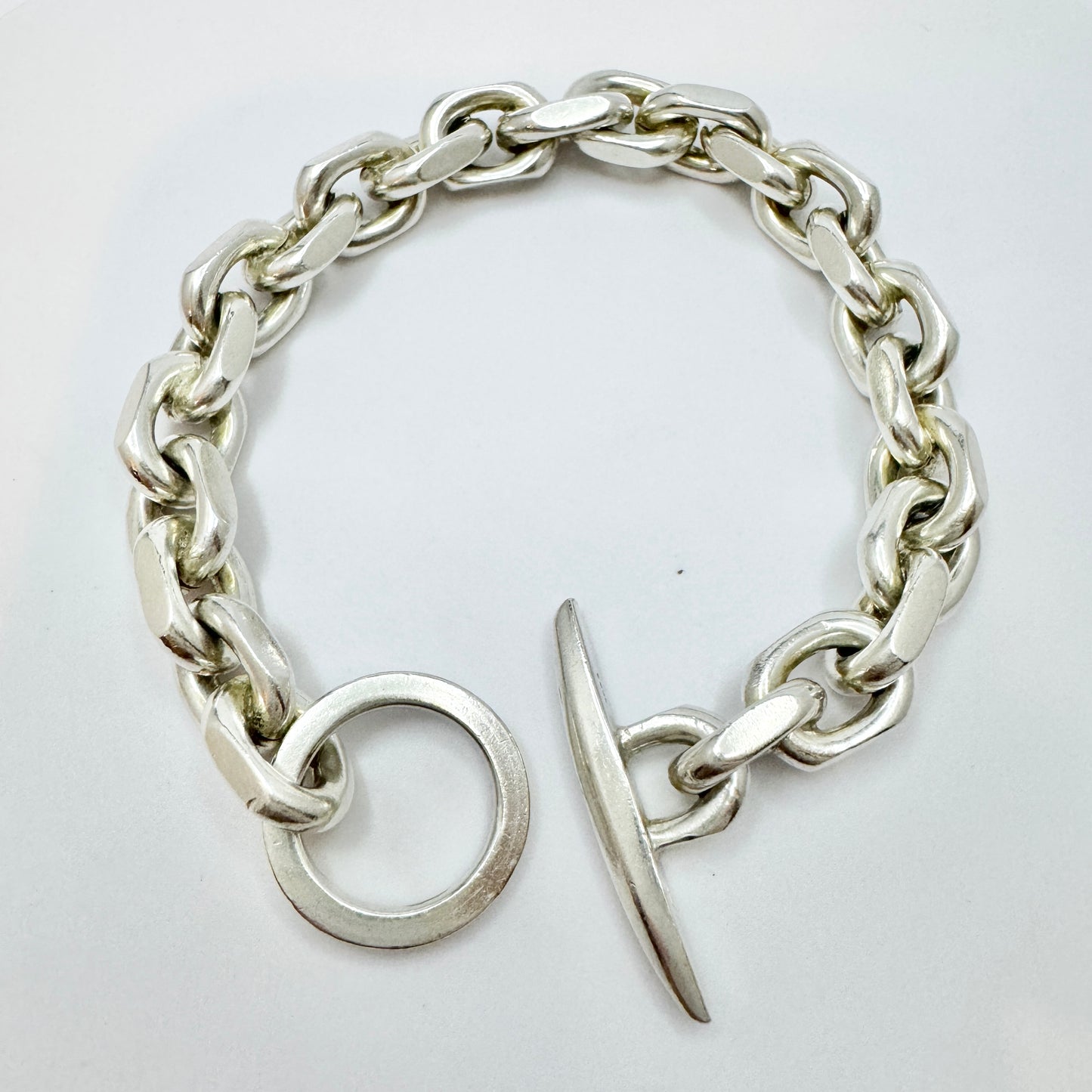 Denmark c 1960s. Chunky 2.9oz Sterling Silver Chain Bracelet.