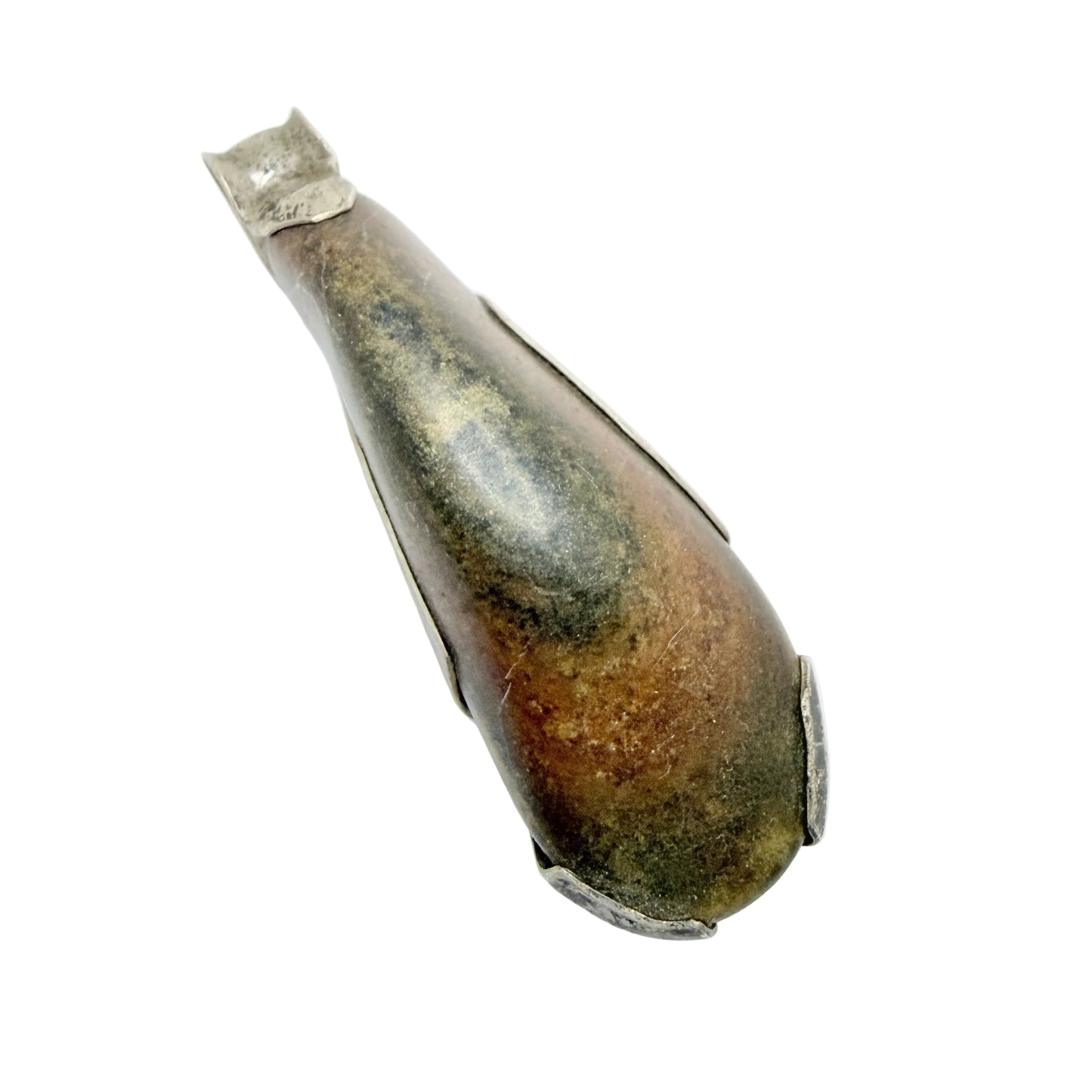 Chunky Vintage Solid Silver Hardstone Pendant.